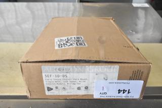 Box of a BRAND NEW SCRATCH AND DENT! Equip by T&S 5EF-1D-DS hands-free sensor faucet, ADA compliant, labeled on the side.