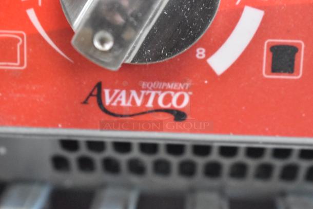 Brand new Avantco 184T3600D conveyor toaster, red control panel, 14.5" wide, 3600W, 3" opening, scratch and dent.
