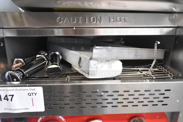 BRAND NEW Avantco 184T3600D Conveyor Toaster, 14.5" wide, 3" opening, 3600W, 1200 slices/hr, 240V, with minor dents.