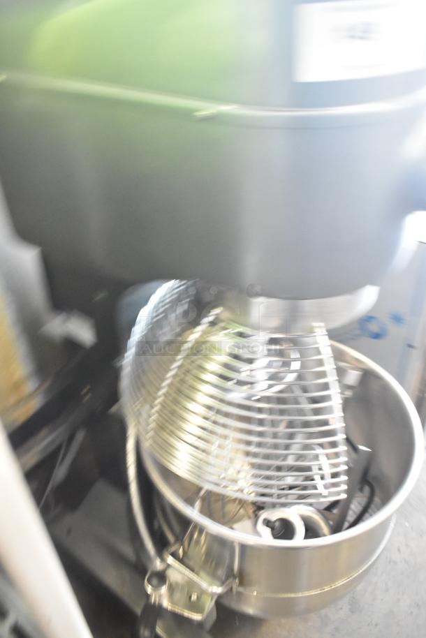 Brand new Avantco MX40H dough mixer with bowl, guard, paddle, whisk, hook attachments; 240V, 1 phase.