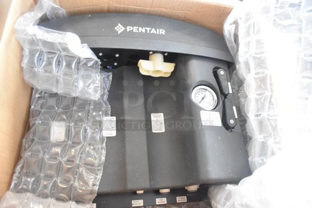 Pentair Everpure EZ-RO BL Reverse Osmosis System in box, gauges visible, protective packing included. Appears unused.