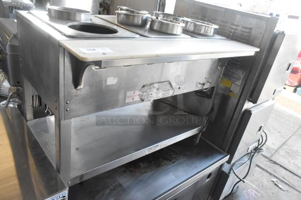 Duke WB303 M Aerohot Commercial 3 Bay Steam Table, 115V, 1 Phase. Stainless steel, visible wear, detailed labels and controls.