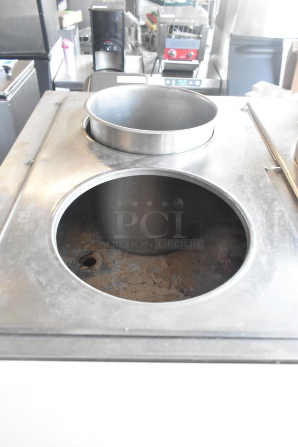 Duke WB303 M Aerohot Commercial 3 Bay Steam Table, 115 volts, 1 phase, stainless steel, showing wear on heating elements.