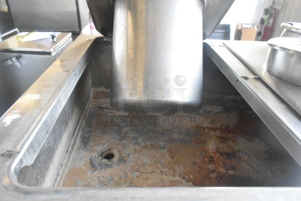 Duke WB303 M Aerohot 3 Bay Steam Table, visible interior wear, 115 Volts, 1 Phase, stainless steel build.