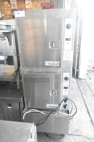 2016 Cleveland 24CGA10.2 commercial floor steam cabinet, 2-deck, natural gas, 72,000 BTU, stainless steel, good condition.