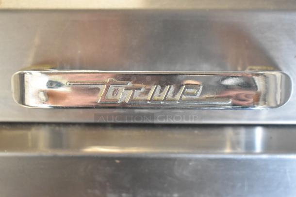 True TPP-60 Commercial Pizza Prep Table, stainless steel handle with True logo, 115 volts, 1 phase, on commercial casters.