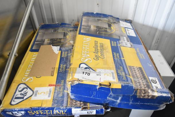 BRAND NEW SCRATCH AND DENT! T&S HG-4D-48K Safe-T-Link 48" gas connector hose, yellow coated, with FreeSpin Fitting, box damaged.