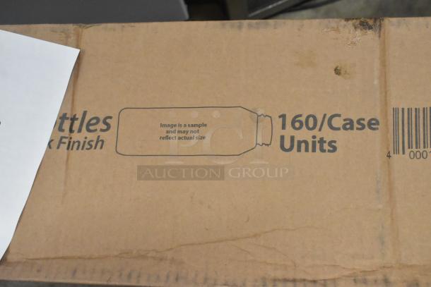 Box of Clark 500JBS16N 16 oz. customizable PET juice bottles, 160 per case, brand new with scratch and dent condition.