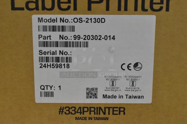 Brand new AvaWeigh 334PRINTER thermal label printer. Scratch and dent condition. Model OS-2130D. Made in Taiwan.