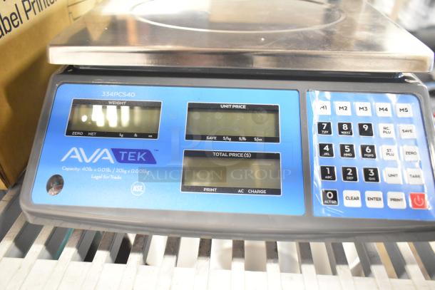 Brand new AvaTek PCS40 40 lb. digital price computing scale, legal for trade, featuring dual displays and keypad. Model 334PCS40.