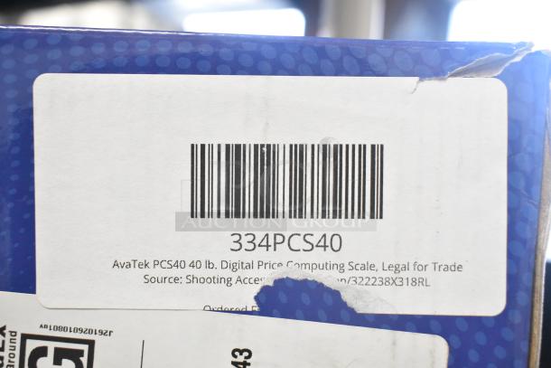 BRAND NEW AvaTek PCS40 40 lb. Digital Price Computing Scale, legal for trade, model 334PCS40; box shows minor scratches.