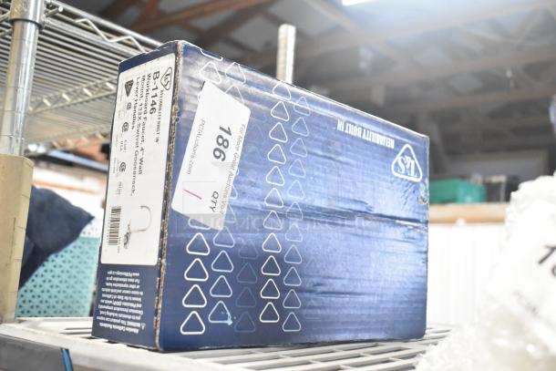 BRAND NEW T&S B-1146-2-V12-CR Wall Faucet in box; scratch and dent; model and details visible on label.