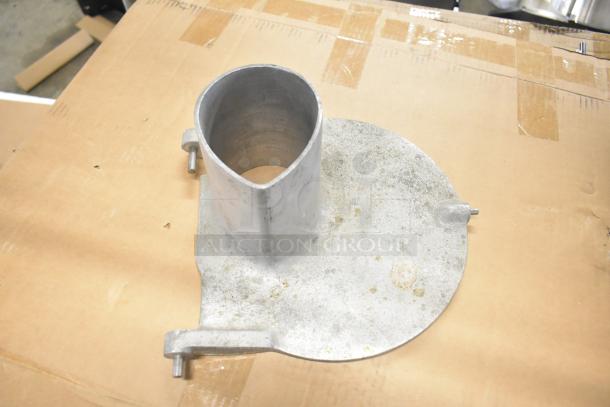 Metal mixing auger front piece, cylindrical shape, worn condition, visible surface marks, auction includes 3 similar items.