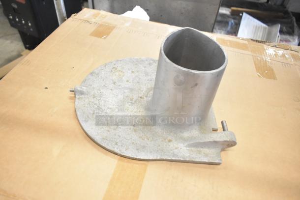 Metal pelican head front piece, cylindrical attachment, and flat base. Used condition, minor wear visible. Part of 3-item auction set.