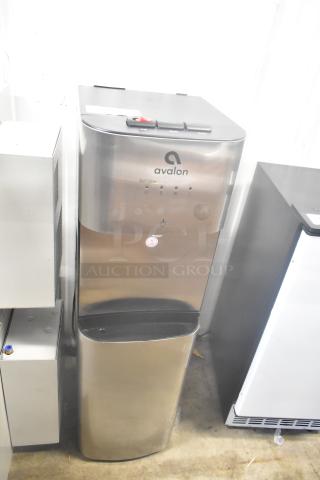 Avalon A23 floor-style water dispenser, stainless steel finish, 115V, 1-phase. Features hot and cold options, self-cleaning.