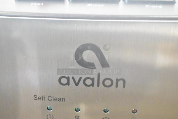 Avalon A23 floor style water dispenser, featuring hot, cool, cold options, self-cleaning function, in stainless steel finish.