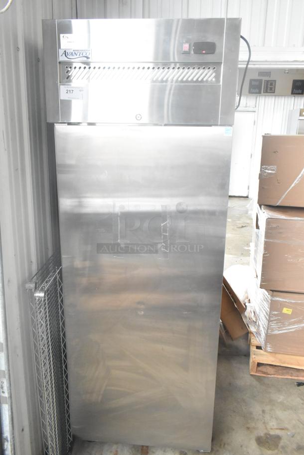 Avantco 178Z1FHC Commercial Single Door Reach-In Freezer, stainless steel, 115 volts, 1 phase, excellent condition.
