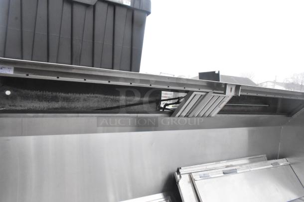 11' Ventroguard FAC-2 commercial return air grease hood, stainless steel, ductwork visible, clean condition.