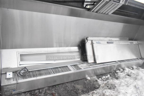 11' Ventroguard FAC-2 grease hood, stainless steel, commercial use, good condition, includes filters, Ventroguard label visible.