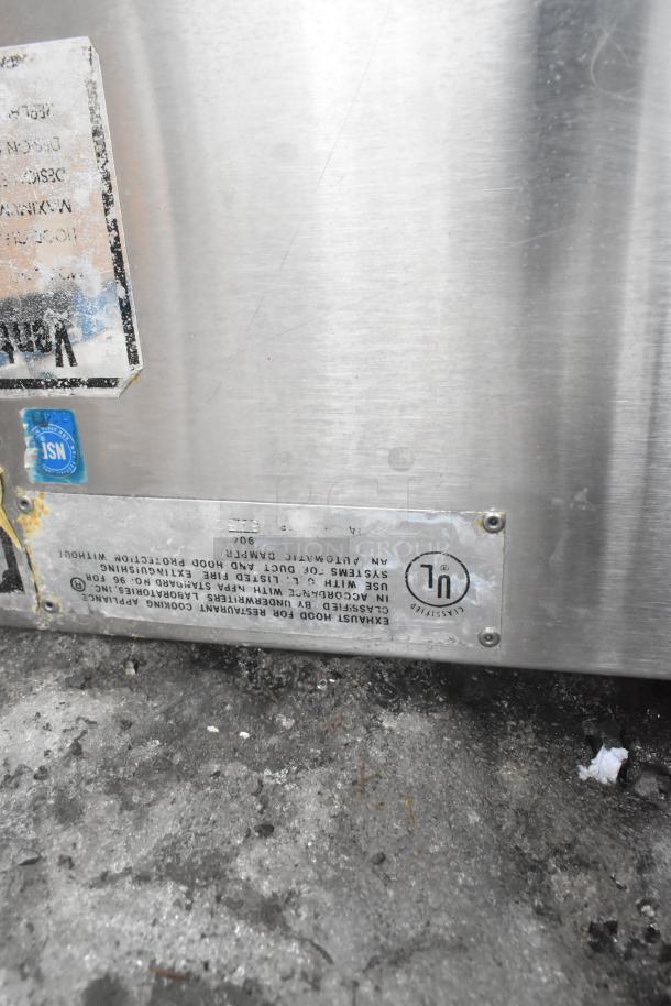 11' Ventroguard FAC-2 grease hood, stainless steel, commercial use, UL listed. Factory label intact.