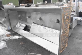 11' CaptiveAire 5424 ND-2 commercial grease hood with filters, integrated lights, and stainless steel finish. Used condition.