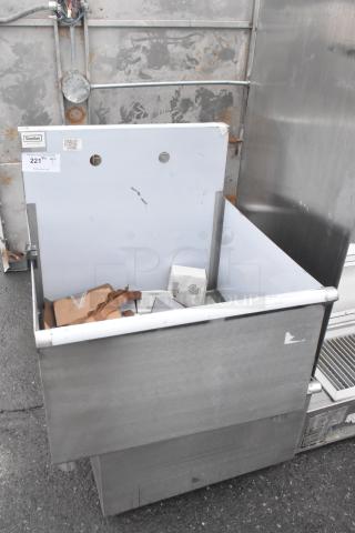 Brand new Steelton 522US12424 24"x24"x14" utility sink, scratch and dent, with space for 8" center faucet. Tags visible.