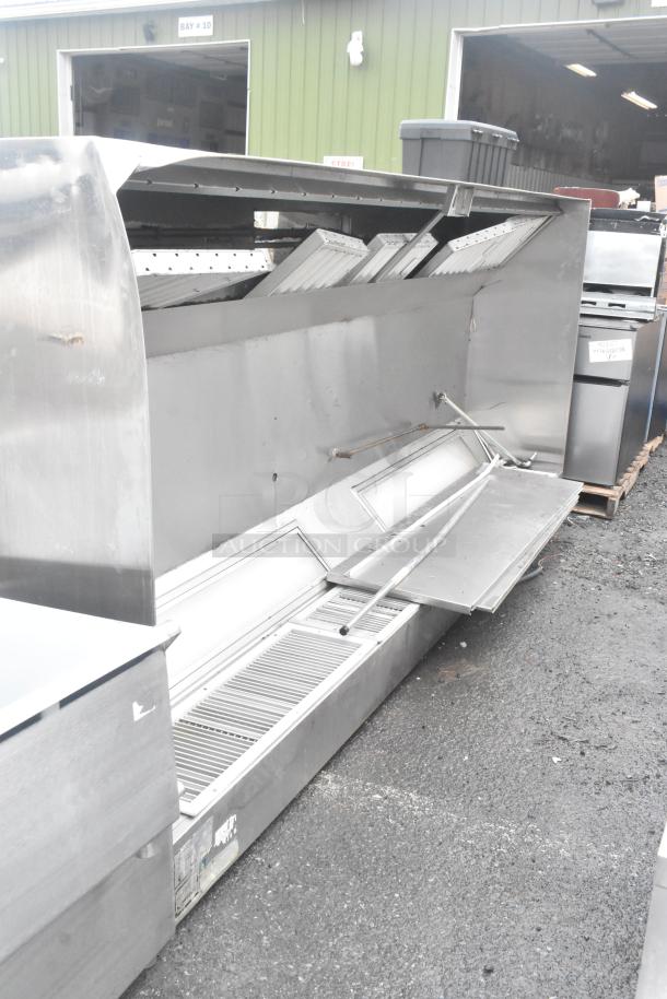 11' Ventroguard Commercial Return Air Grease Hood with filters, stainless steel, pre-owned, suitable for kitchen use.