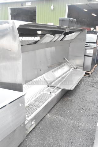 11' Ventroguard Commercial Return Air Grease Hood with filters, stainless steel, pre-owned, suitable for kitchen use.