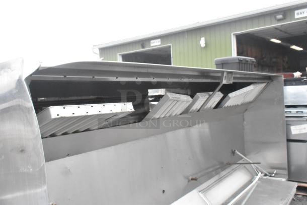 Ventroguard 11' commercial return air grease hood with filters. Stainless steel, used condition. Ideal for restaurant ventilation.