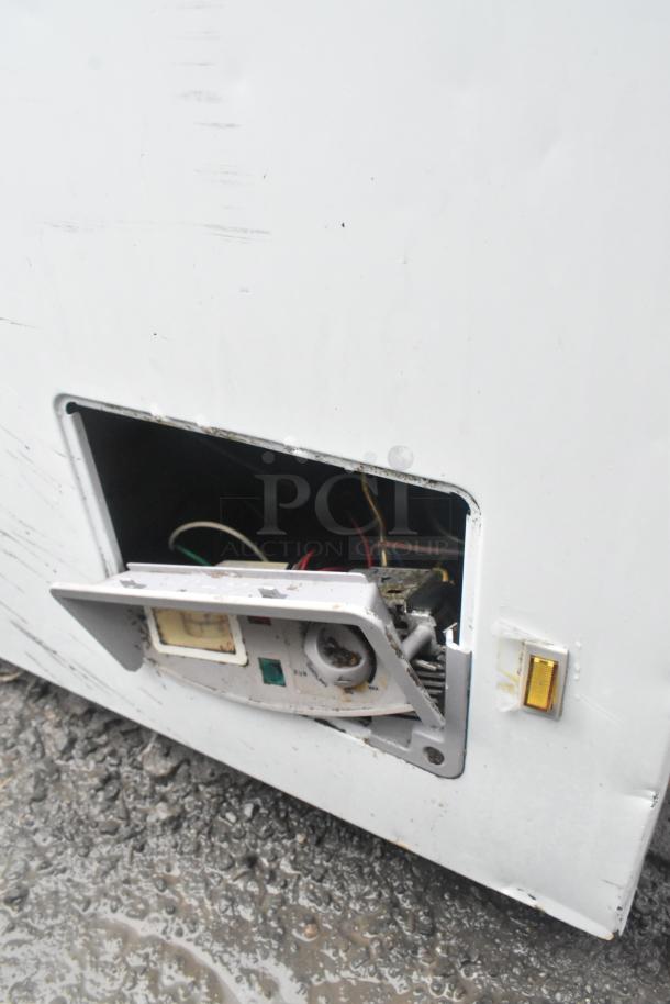 XS-500YX Novelty Ice Cream Chest Freezer, front panel open, showing controls and wiring. 115 Volts, 1 Phase. Used condition.
