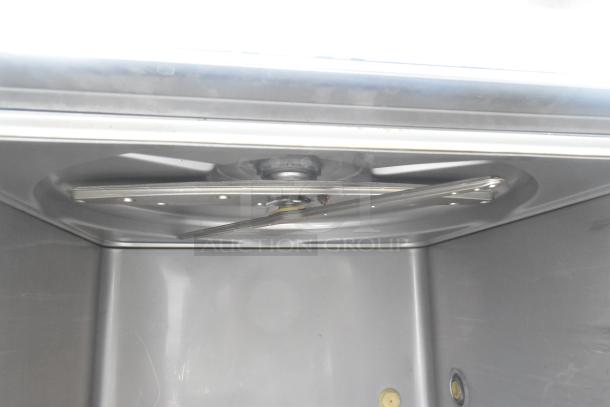 2018 Hobart LXER commercial undercounter dishwasher, interior view showing spray arm condition; model LXER, 120/208-240V.