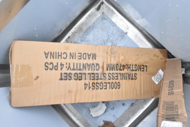 Regency 600S318181L 78.5" stainless steel three-compartment sink with left drainboard, box shows 16-gauge, scratch and dent, new.