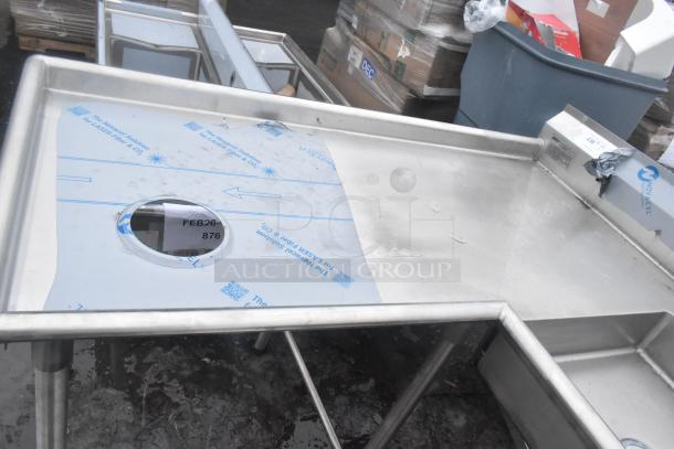 BRAND NEW Eagle Group SDTCIL-72-16/3 72" L-Shape Dishtable, 16 gauge stainless steel, left dishlanding, scratch and dent condition.
