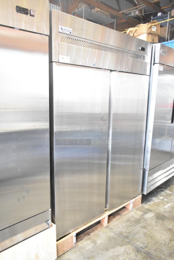 Brand new Avantco 178Z2FHC commercial 2-door reach-in freezer, 2023 model. Features stainless steel, some minor scratches.