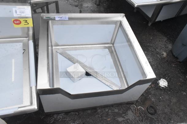Regency 600SM242412N stainless steel mop sink, brand new, 16-gauge, notched front, 24"x24"x12" bowl, marked for auction.