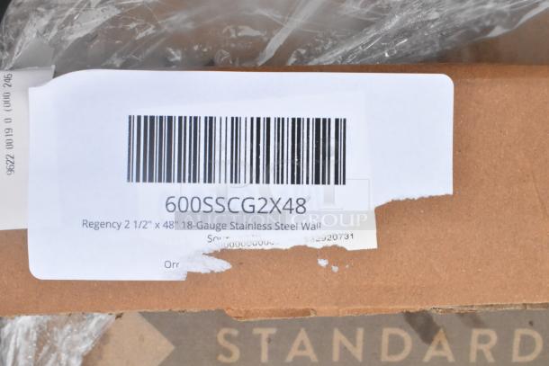 Barcode label for Regency 2.5" x 48" 18-gauge stainless steel wall corner guard; part number 600SSCG2X48.