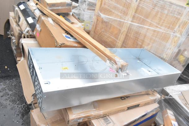 24 brand new items including wall corner guard, work table, tray stand, in scratch and dent condition, on pallets.