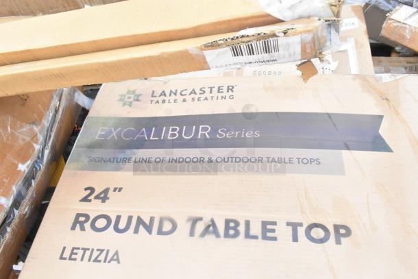 Lancaster Table 24" Round Table Top, Excalibur Series, new scratch and dent items, boxed packaging.