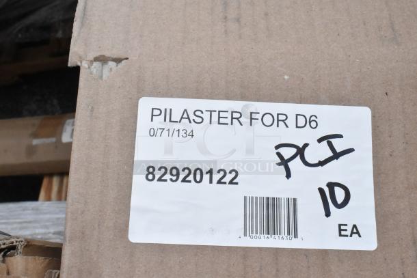 Cardboard box labeled "Pilaster for D6", product code 82920122, barcode, slight box damage visible.