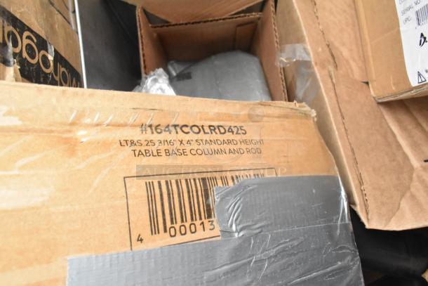 Cardboard box labeled "#164TCLRD425, LT&S, 25 3/16" X 4" Standard Height Table Base Column and Rod," new condition.