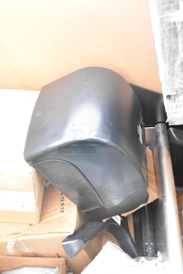 Black splash guard with minor scratches in a shipping box, part of a bundle of 15 scratch and dent items.