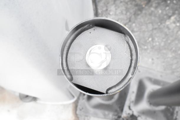 Three scratch and dent table base columns, brand new condition, with visible metal bolt and sturdy construction.