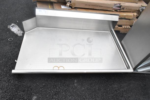 Brand new right side clean side dishwasher table, stainless steel, scratch and dent, no legs, tag reads "279".