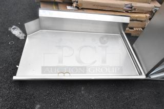 Brand new right side clean side dishwasher table, stainless steel, scratch and dent, no legs, tag reads "279".