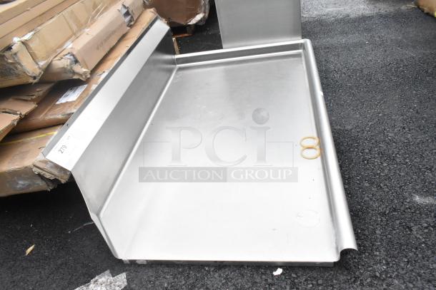 Brand new right side clean side dishwasher table, stainless steel, no legs, scratch and dent condition.