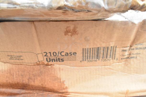 Cardboard box labeled "210/Case Units," showing partial barcode and item number #5000SJBR12.