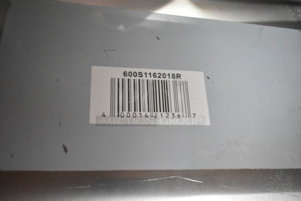 Barcode sticker showing item number 600S1162018R, representing one of five scratch and dent sink items for auction.