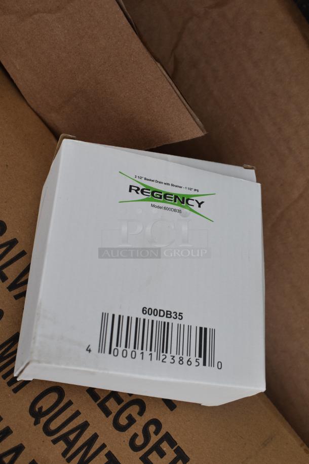 Brand new Regency 600S31416212 3 bay sink, scratch and dent, model 600DB35, includes 3 1/2" basket drain with strainer.