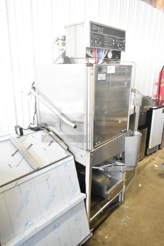 Noble CONSERVER XL commercial pass-through dishwasher, stainless steel, low-temperature, 115V, 1-phase, used condition.