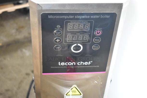 Lecon Chef KW-15 water boiler; features microcomputer control, digital display. Stainless steel, 110V, 1 Phase.